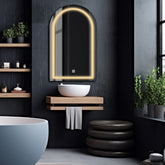 Espejo LED Semiovalado 2 | Botón táctil | Luz blanca cálida - Reyze Seria Salono Model 1